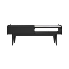 Lanette Black Coffee Table with White Marble and Lift-Top - Ornate Home
