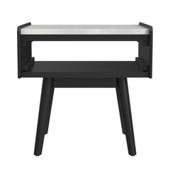Lanette Black End Table with White Marble Top - Ornate Home