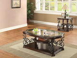 Laney Dark Merlot 2-piece Glass Top Coffee and End Table Set - Ornate Home