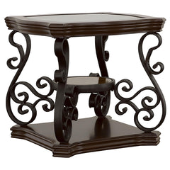 Laney Dark Merlot 2-piece Glass Top Coffee and End Table Set - Ornate Home