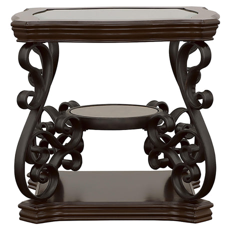 Laney Dark Merlot 2-piece Glass Top Coffee and End Table Set - Ornate Home