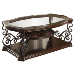Laney Dark Merlot 2-piece Glass Top Coffee and End Table Set - Ornate Home