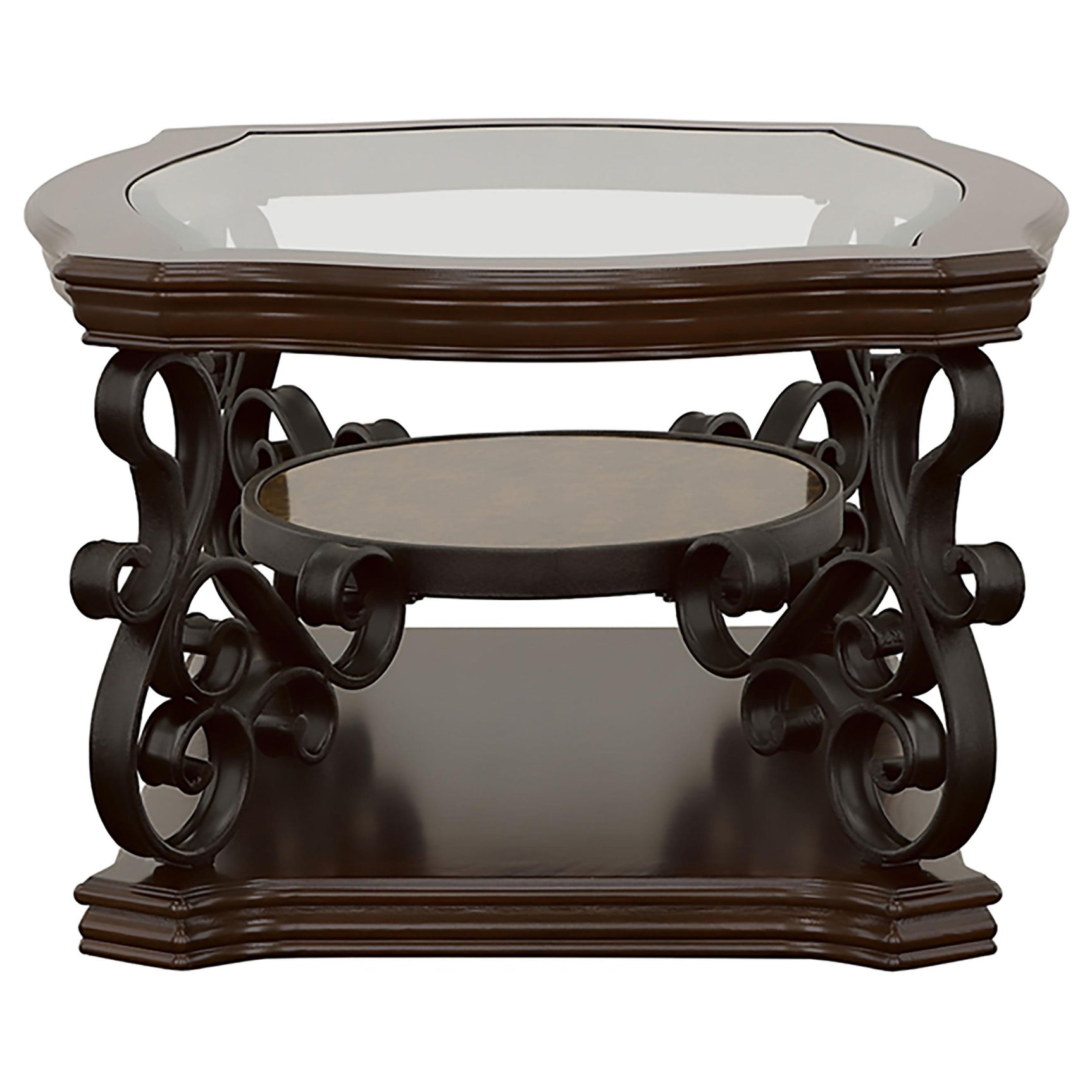 Laney Dark Merlot 2-piece Glass Top Coffee and End Table Set - Ornate Home