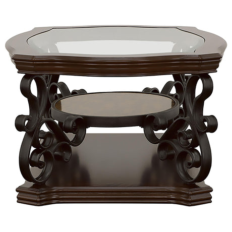 Laney Dark Merlot 2-piece Glass Top Coffee and End Table Set - Ornate Home
