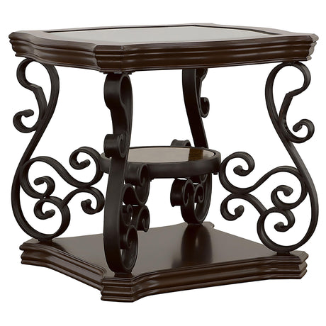 Laney Dark Merlot 3-piece Glass Top Coffee and End Table Set - Ornate Home