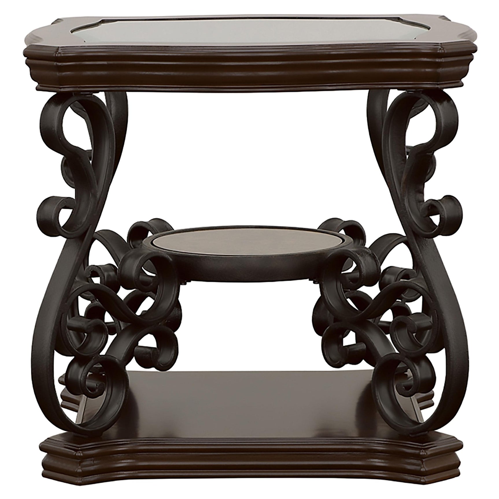 Laney Dark Merlot 3-piece Glass Top Coffee and End Table Set - Ornate Home