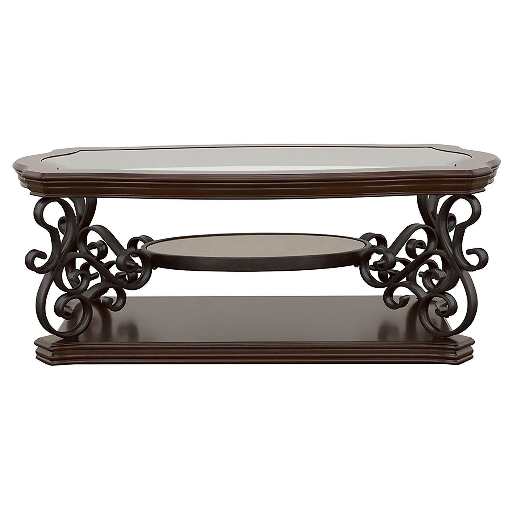 Laney Dark Merlot 3-piece Glass Top Coffee and End Table Set - Ornate Home