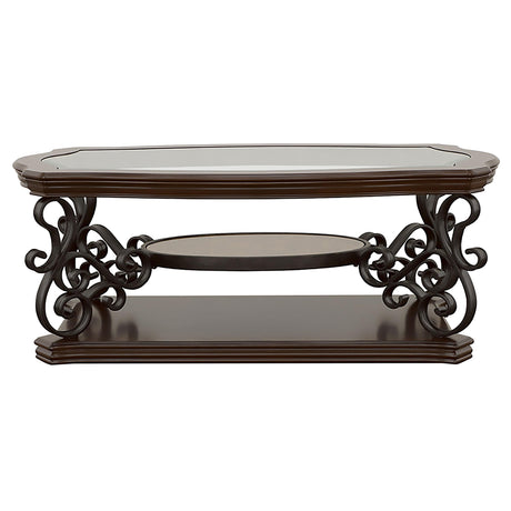 Laney Dark Merlot 3-piece Glass Top Coffee and End Table Set - Ornate Home