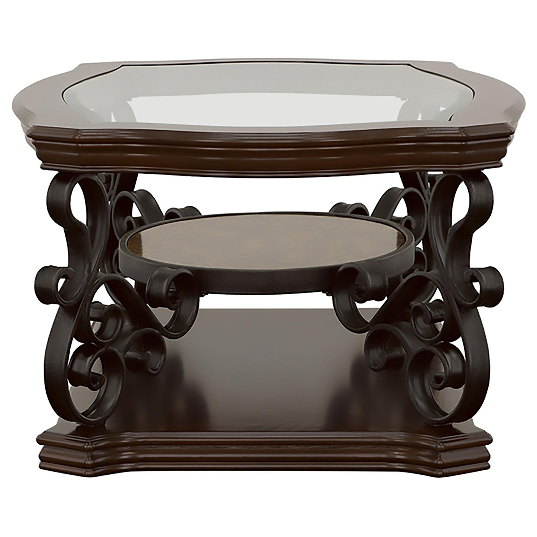Laney Dark Merlot 3-piece Glass Top Coffee and End Table Set - Ornate Home