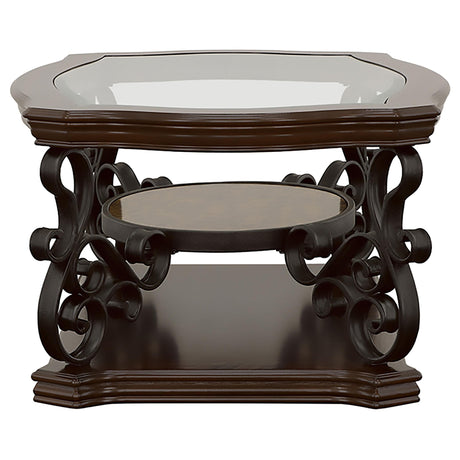 Laney Dark Merlot 3-piece Glass Top Coffee and End Table Set - Ornate Home