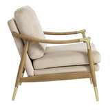 Langford Almond/Walnut Performance Velvet Accent Armchair - Ornate Home