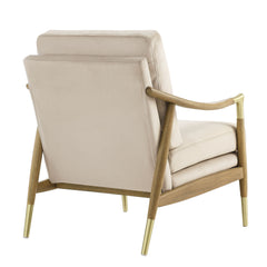 Langford Almond/Walnut Performance Velvet Accent Armchair - Ornate Home