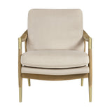 Langford Almond/Walnut Performance Velvet Accent Armchair - Ornate Home