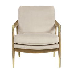 Langford Almond/Walnut Performance Velvet Accent Armchair - Ornate Home