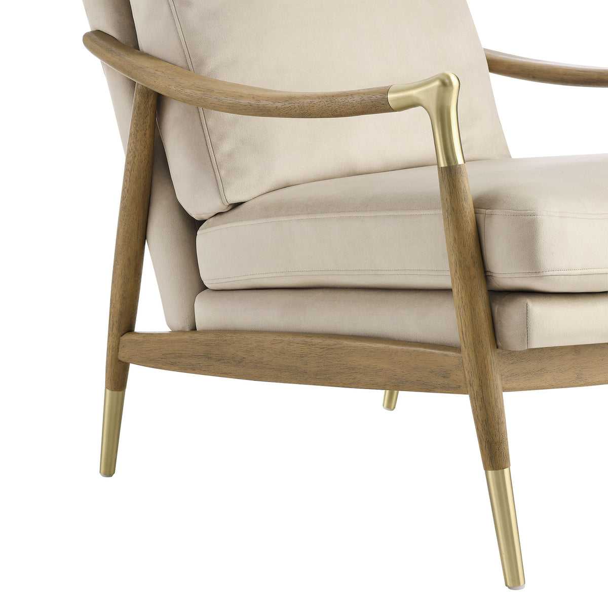 Langford Almond/Walnut Performance Velvet Accent Armchair - Ornate Home