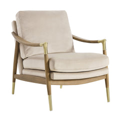 Langford Almond/Walnut Performance Velvet Accent Armchair - Ornate Home