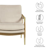 Langford Almond/Walnut Performance Velvet Accent Armchair - Ornate Home
