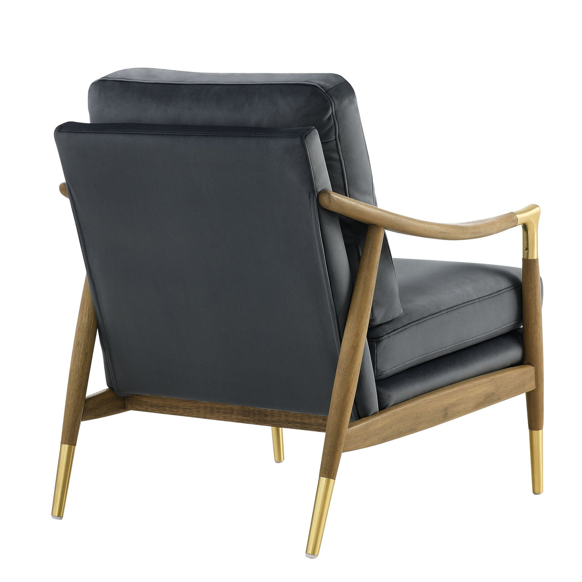 Langford Cadet Blue/Walnut Performance Velvet Accent Armchair - Ornate Home