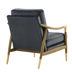 Langford Cadet Blue/Walnut Performance Velvet Accent Armchair - Ornate Home