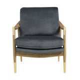 Langford Cadet Blue/Walnut Performance Velvet Accent Armchair - Ornate Home