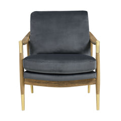 Langford Cadet Blue/Walnut Performance Velvet Accent Armchair - Ornate Home