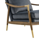 Langford Cadet Blue/Walnut Performance Velvet Accent Armchair - Ornate Home