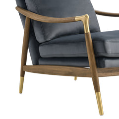 Langford Cadet Blue/Walnut Performance Velvet Accent Armchair - Ornate Home