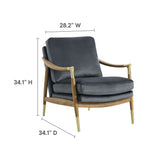 Langford Cadet Blue/Walnut Performance Velvet Accent Armchair - Ornate Home