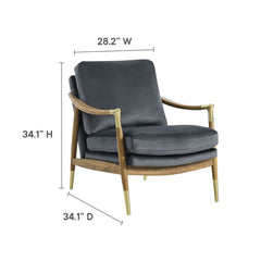 Langford Cadet Blue/Walnut Performance Velvet Accent Armchair - Ornate Home