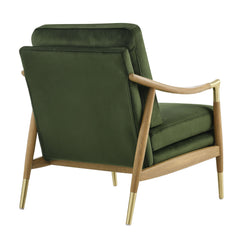 Langford Moss Green/Walnut Performance Velvet Accent Armchair - Ornate Home