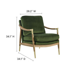 Langford Moss Green/Walnut Performance Velvet Accent Armchair - Ornate Home
