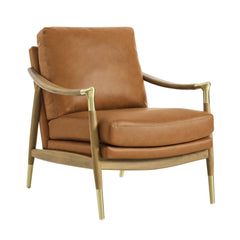 Langford Tan/Walnut Vegan Leather Accent Armchair - Ornate Home