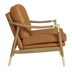 Langford Tan/Walnut Vegan Leather Accent Armchair - Ornate Home