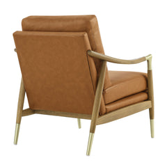 Langford Tan/Walnut Vegan Leather Accent Armchair - Ornate Home