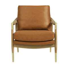 Langford Tan/Walnut Vegan Leather Accent Armchair - Ornate Home