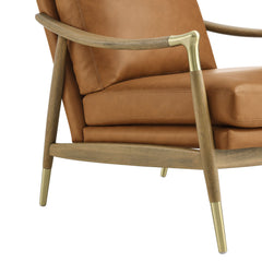 Langford Tan/Walnut Vegan Leather Accent Armchair - Ornate Home