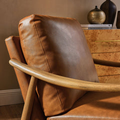 Langford Tan/Walnut Vegan Leather Accent Armchair - Ornate Home