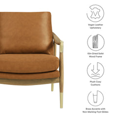 Langford Tan/Walnut Vegan Leather Accent Armchair - Ornate Home