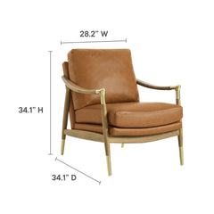 Langford Tan/Walnut Vegan Leather Accent Armchair - Ornate Home