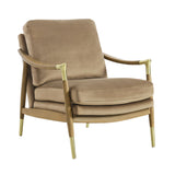 Langford Taupe/Walnut Performance Velvet Accent Armchair - Ornate Home