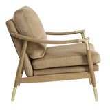 Langford Taupe/Walnut Performance Velvet Accent Armchair - Ornate Home