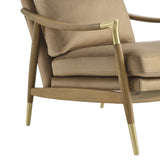 Langford Taupe/Walnut Performance Velvet Accent Armchair - Ornate Home