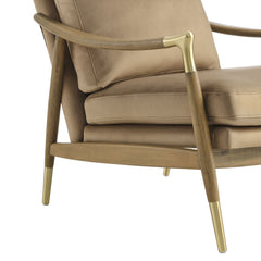 Langford Taupe/Walnut Performance Velvet Accent Armchair - Ornate Home