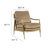 Langford Taupe/Walnut Performance Velvet Accent Armchair - Ornate Home