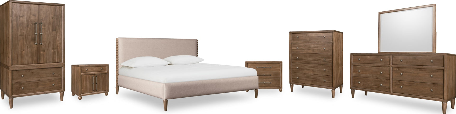 Langley Honey Wheat/Autumn Forest Upholstered King Bed - Ornate Home