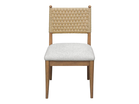 Langley Snow White/Cabin Glow Woven Back Chair (Set of 2) - Ornate Home