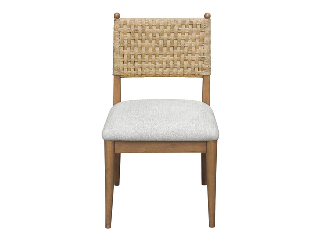 Langley Snow White/Cabin Glow Woven Back Chair (Set of 2) - Ornate Home