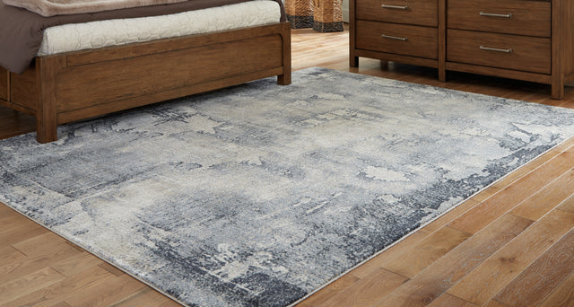 Langrich Blue/Gray/Cream 5'3" x 7'3" Rug - Ornate Home