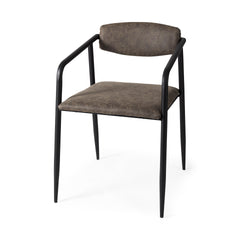 Langston Brown/Black Open Back Dining Arm Chair (Set of 2)