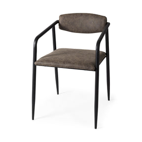 Langston Brown/Black Open Back Dining Arm Chair (Set of 2) - Ornate Home
